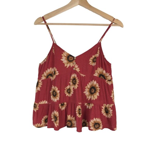 BeCool Tops - BeCool Rust Sunflower Print Gauze Cami Size Small